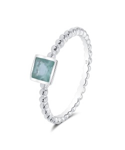 Salient Square Shape CZ Crystal Silver Ring NSR-4086